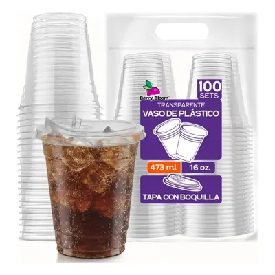 Berry Bloom 100 Vasos Desechables PET Transparentes 16 Oz…: foto de la publicación