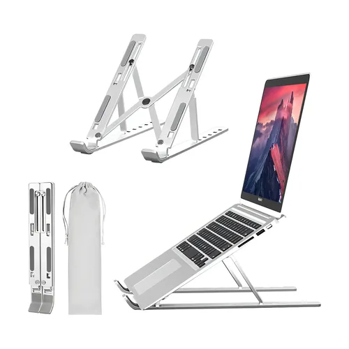 Base soporte ajustable de aluminio para laptop y tablet: foto real de la publicación