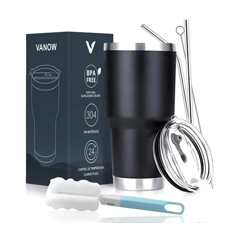 Vaso térmico Vanow 30 oz con popote y cepillo: foto de la publicación
